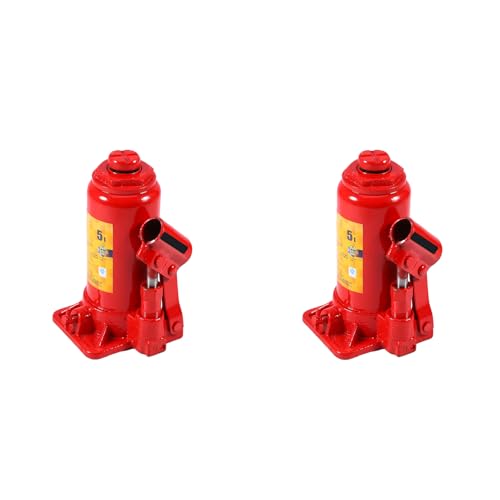 2Pcs 5T Car Hydraulic Jack Automotive Lifter Bottle Jack with Enlarged Base and Oil Return Valve, Stable and Repair Tool for Vehicle