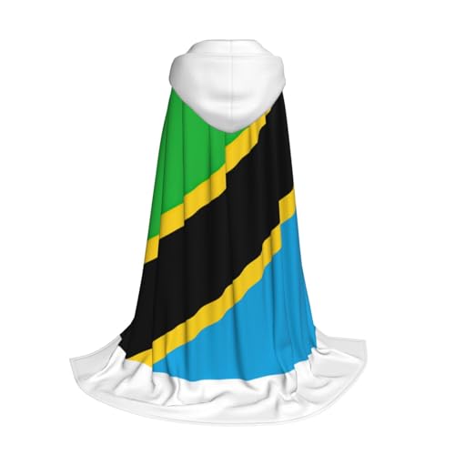 Cape à capuche drapeau Tanzanie longue pour Halloween sans effort