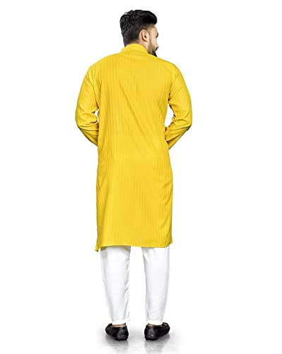 Image of Men's Textured Lining Ethnic Kurta Pajama Set Combo