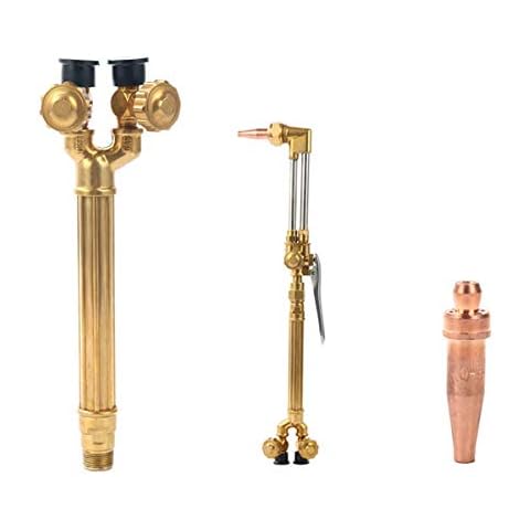 8MILELAKE Cutting Torch Oxy/Acetylene Welding Kit, Medium Duty Oxygen/Acetylene Cutting, Victor Style CA1350 cutting attachment, 100FC torch handle Cover