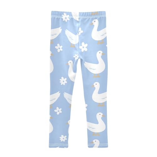 White Goose Flower Girls Casual Leggings for Kids Printed Long Pant Bottoms Stretch and Soft2