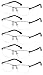 Eyecedar 5-Pack Reading Glasses Men Metal Half-Frame Spring Hinges Rectangle Style Stainless Steel Material Includes Computer Readers +1.50