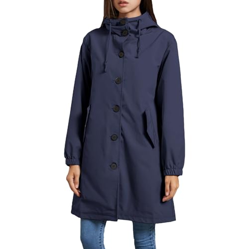 Gabardinas Ligera para Mujer Larga Elegante Chaqueta Entretiempo Chaquetas Rompevientos con Capucha Holgada Cómoda Transpirable Parka Cortavientos para Exteriore Abrigo Gabardina Casual Talla grande