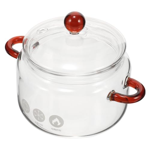 CONGARTENO Olla de Vidrio Borosilicato con Tapa Resistente al Calor Doble Asa para Fácil Manejo para Cocinar Sopas Fideos y Leche Pequeños