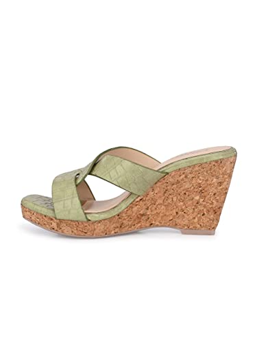 Image of Delize Light - vegan leather cross strap wedge heel sandals 2500