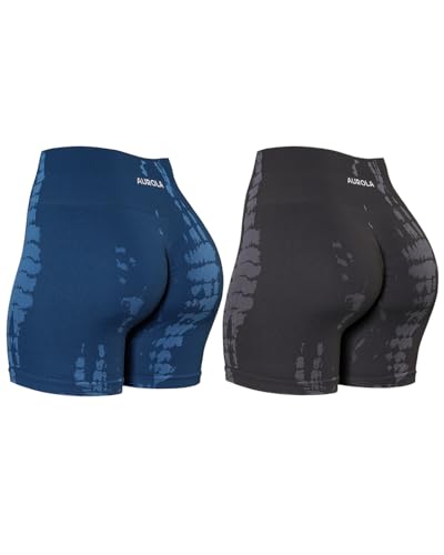 Image of AUROLA Serpent Seamless Scrunch Workout Shorts for Women,Tummy Control Squat Proof Ribbed Thick Active Gym Short