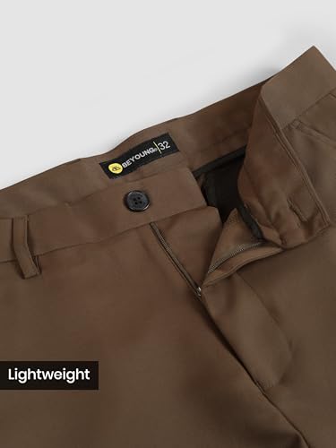 Image of Beyoung Men's Japanese Pants | Slouchy Fit 4 Pocket Classic Trousers for Men | Lightweight & Wrinkle-Resistant Formal Wear