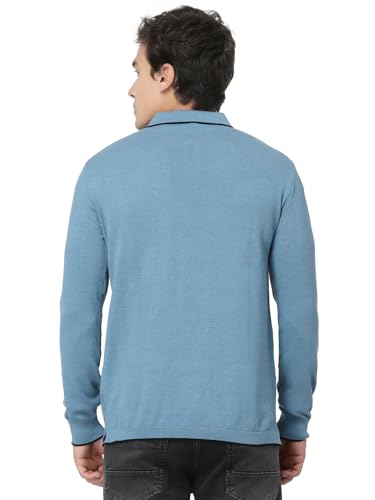 Image of Kalt Mens Basic Solid Full Sleeves Polo Cotton Blend Knitted Regular Fit Polo-Neck T-Shirts with Collar Stylish