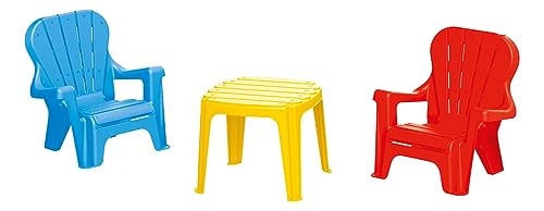 DOLU : Table & 2 Chairs Set - Yellow, Blue, Red, Indoor & Outdoor, Durable Plastic Set, 2 Chairs & Small Play Table, 55lb Cap., Toddlers & Kids Ages...