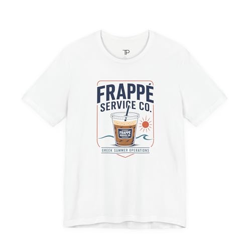 T-Shirt Frappe Service Co au graphisme rétro de café Grec d'été vintage