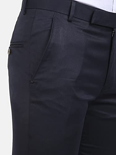 Image of Classic Collection Men's Smart Slim Fit 2-Way Stretchable Formal Trousers Made of Cotton Viscose Blend Fabric with Hidden Expandable Waistband and 3 Slant Pockets Plus 1 Ticket Pocket