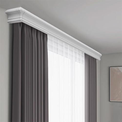 Double Track Ceiling Curtain Rods - 3-in-1 Room Divider System with Privacy & Light Blocking, Integrated Rail Cover, Adjustable Length (L290cm/114.1in)