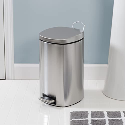 Honey-Can-Do Square Stainless Steel Step Trash Can With Lid, 12-Liter Trs-09327 Silver #TOP1