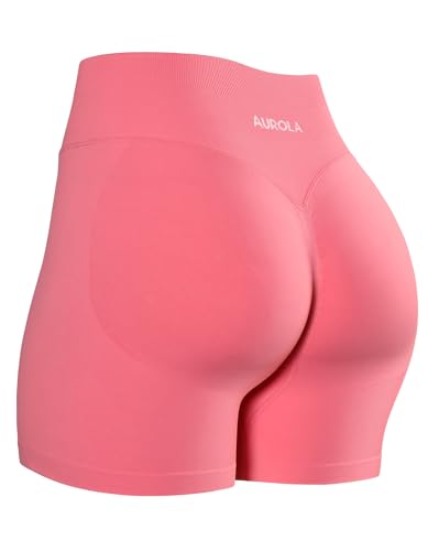 Image of AUROLA Influence Workout Shorts for Women,2.5 3.5 4.5 5.5 6.5 No Roll Up Squat Proof Scrunch Seamless Compression Gym Short
