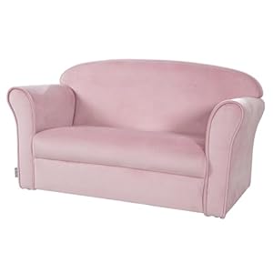 roba Canapé Enfant en Velours Lil Sofa – 2 Places – Fauteuil Club avec Accoudoirs pour Filles – Assise Confortable – 78 x 40 cm – Facile à Nettoyer – dès 18 Mois – Rose