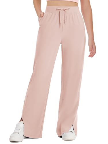 Haloumoning Girls Wide Leg Yoga Pants Kids Dry Fit Drawstring