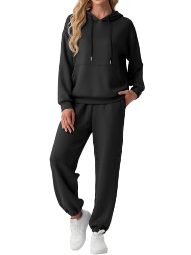 Image of GRECERELLE Women's Tracksuit 2 Piece Hoodie Joggers (Black, M)
