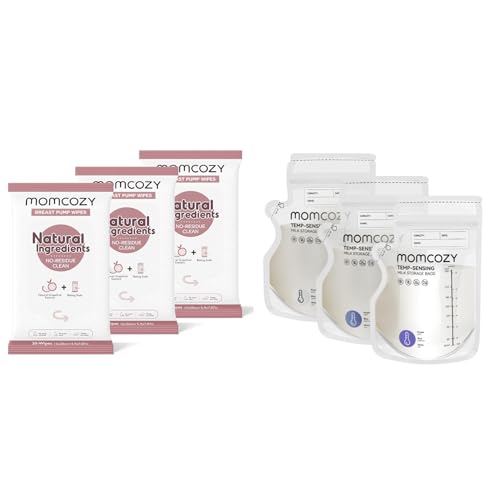 Image of Momcozy Natural Breast Pump Wipes & Momcozy Breastmilk Storage Bag 8Oz