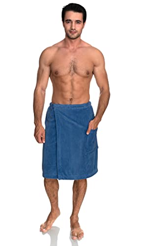 Image of TowelSelections Mens Cotton Shower Wrap Adjustable Terry Velour Spa Bath Towel Wrap Sauna Gym Towels for Men