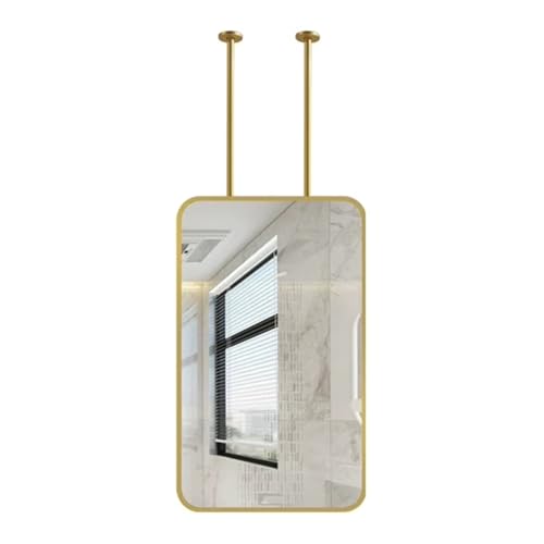 Miroir de salle de bain rectangulaire doré pour agrandir petite entrée et toilettes