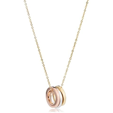 14k Tricolor Gold Triple Ring Necklace (18 inch) Cover