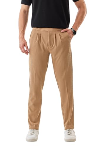 Image of SNITCH Men Chinos | Slim Fit Mid Rise Solid Pattern | Cotton Blend with Medium Stretch & Smooth Texture | Button & Zip Closure for Casual & Street Wear