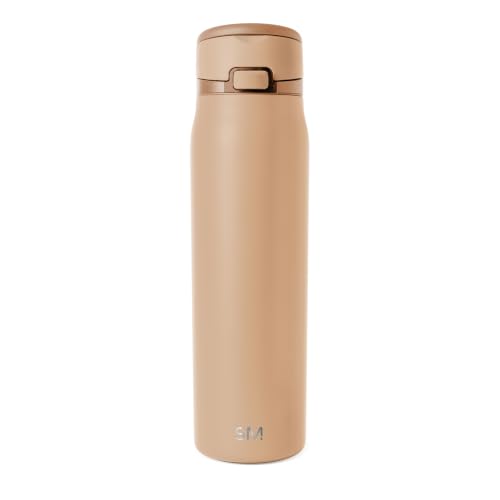 Image of Simple Modern Water Bottle with Straw & Handle | 30oz | Tan | Mesa Loop Insulated Water Bottle for School, Sports, Travel | Leak Proof, Stainless Steel | Desert