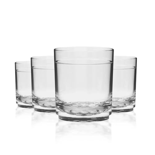 Drinique Elite Tumbler Unbreakable Tritan Iced-Tea Glasses, 12 oz (Set of 4), Clear