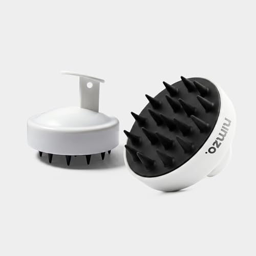 Image of Nimzo Silicone Scalp Massager Shampoo Brush | Hair Massager for Hair Growth, Dandruff Removal, Blood Circulation | Exfoliate (Black & White)