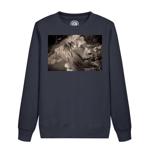 Sweatshirt lion couché pour enfant vêtement sépia chaud et résistant