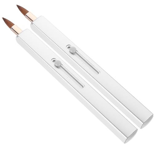 LALADEFIEE Lot De 2 Pinceaux à Lèvres Rétractables Compacts Pour Rouge à Lèvres Et Gloss, Gris, Capuchon De Protection, Outils De Maquillage Portables Pour Femmes, Adaptés Aux Retouches Et Voyage