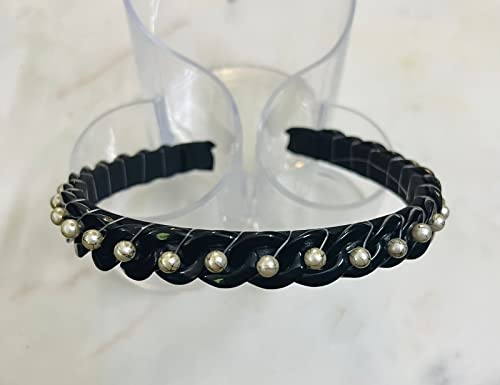 Image of Elegant&Exclusive Women's Fashion Chain Stones Hairbands /Headbands from Our Embellished Collection Useful for Girls & Women (Black Chain)