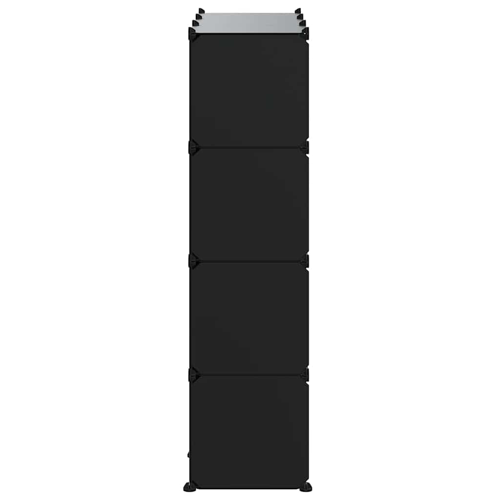 12 estantes cúbicos color negro impermeable PP/acero 94,5 x 31,5 x 123 cm zapatero modular 10 kg/caja pasillo salón oficina
