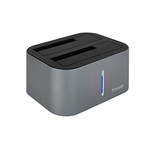 TOOQ TQDS-805G - Base de Conexión Docking Station con Doble Bahía SATA para Discos de 2.5' y 3.5', USB 3.0 / USB 3.1 Gen1, Compatible con USB 2.0, Función Clone Offline, Color Gris