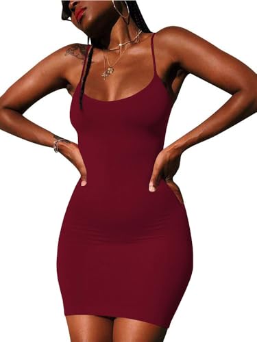 Image of Nimsruc Women Sexy Bodycon Mini Dress Summer Short Backless Spaghetti Strap Dresses