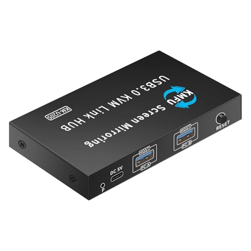 Conmutador KVM USB 3.0 para 2 ordenadores y teclados de metal con transferencia rápida