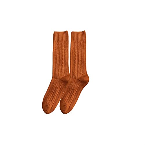 Chaussettes for Femmes Hiver Nouvel an Christmas De Noël Couleur Solide Sports Longs Sports Épaissir Chauffe Chaussettes de Coton épais Confortable (Color : Camel Red, Size : EUR(36-43)) Cover