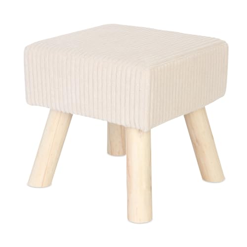 Relaxdays Hocker Cord, Holzbeine, gepolstert, HxBxT: 30x30x30 cm, eckig, Sitzhocker, Fußhocker, Wohnzimmer, beige/Natur Relaxdays Hocker Cord, Holzbeine, gepolstert, HxBxT: 30x30x30 cm, eckig, Sitzhocker, Fußhocker, Wohnzimmer, beige/Natur
