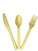 Compostable Biodegradable Disposable Cutlery Utensils Combo Set 300 Pieces 100 Forks 100 Knives & 100 Spoons Matte Gold Sturdy Durable Heat Resistant 100% Plastic-Free (7 inches) by Enviro 360