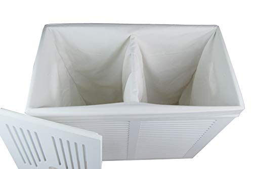 dvier Laundry Basket Laundry Hamper Laundry Chest Wood with 2 x Sorting Compartments Laundry Bag Lid Handle 56 x 30 cm H.55 - Image 4