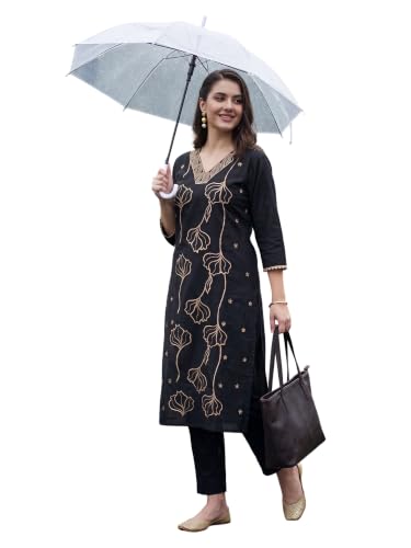 Image of INDO ERA Women's Silk Blend Geometric Embroidered Thread Work Kurta & Pant Set | Co Ord Set For Women Stylish
