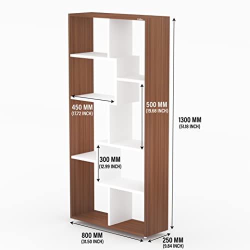 Image of Anikaa Petra Engineered Wood Bookshelf Storage /Book Cabinet /Book Rack, 6 Shelves (Walnut /White)