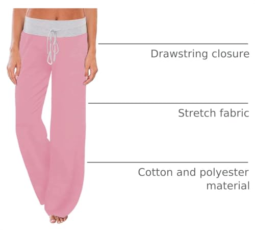Image of iChunhua Women's Comfy Stretch Floral Print Drawstring Palazzo Wide Leg Lounge Pant