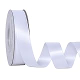 Ribest Weißes doppelseitiges Satinband, 2,2 cm, 22,7 m Band für Bastelarbeiten,...