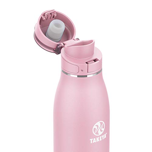Image of Takeya Traveler Stainless Steel Travel Coffee Mug with Flip-Lock Lid (17 oz, Blush)- Leakproof Insulated Mug for Coffee & Tea