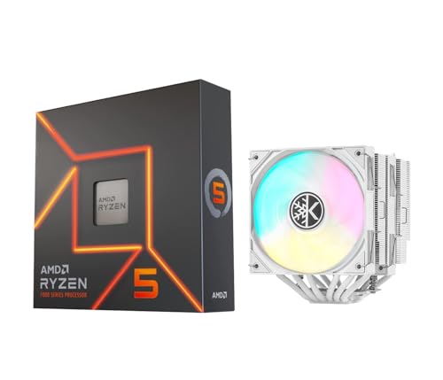Image of MICRO CENTER CPU Air Coolor Combo - AMD Ryzen 5 7600X Desktop Processor with KINGCOOL Iron Wind 120mm ARGB CPU Air Cooler White