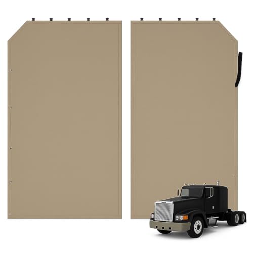 SEWTRUCK Sleeper Privacy Curtains Fits Freightliner FLD 120 Flat Top Roof-Interior Blackout Cab Divider Velour@ Faux Leather Privacy Curtain Set