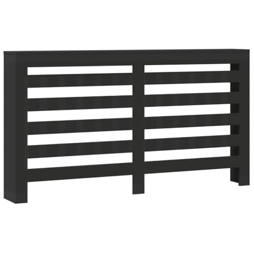 vidaXL Cubierta de radiador Madera de ingeniería Negro 175x20x82 cm, Tapa de radiador, Cubierta Alta del radiador, Tapa de la válvula del radiador