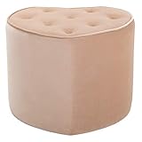 BIRDROCK HOME Heart Tufted Pink Velvet Ottoman Foot Stool – Soft Large Padded Stool - Great for...