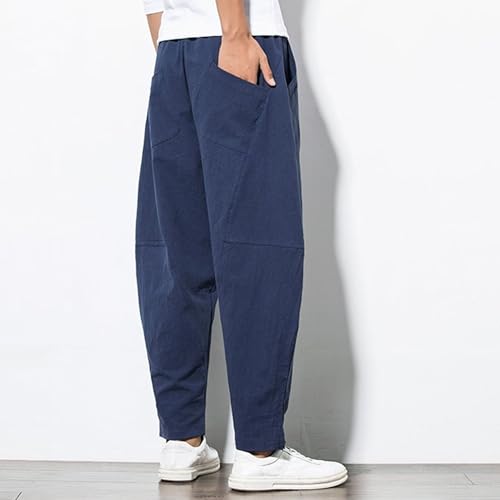 Men's Linen Harem Pants Loose Fit Drawstring Waist Casual Lightweight Yoga Pants Beach Summer Trousers Relaxed Fit2